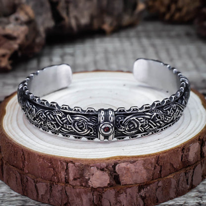 Guardian Dragon Mammen Cuff Bangle - Stainless Steel