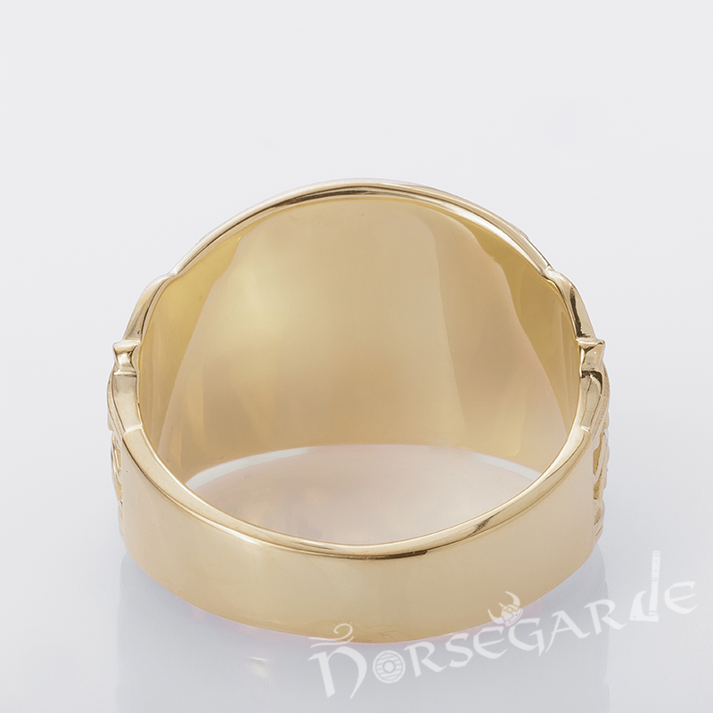 Handcrafted Vegvisir Rune Mammen Style Ring - Gold