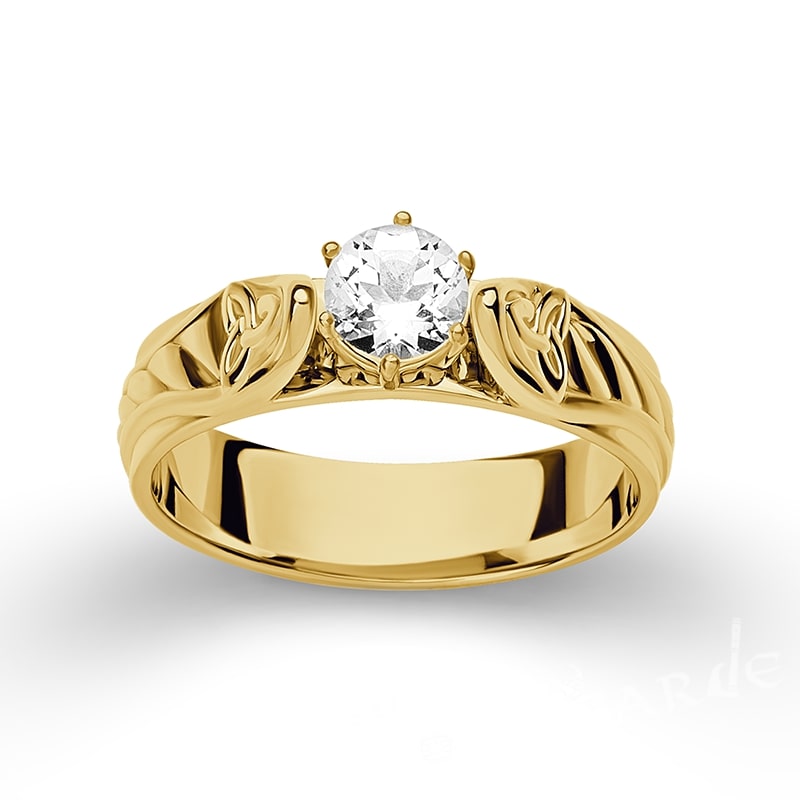 10k / Yellow / Round Clear Topaz