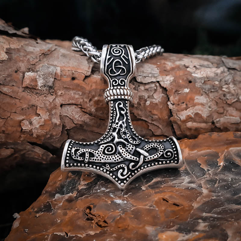 Ornamental Mjölnir Amulet - Stainless Steel