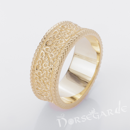 Handcrafted Twisted Knot Pattern Band - Gold