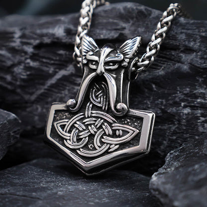 Odin and Celtic Ornament Mjolnir - Stainless Steel