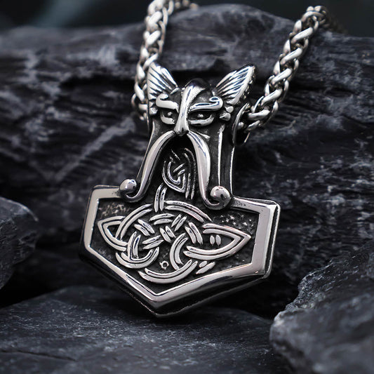 Odin and Celtic Ornament Mjolnir - Stainless Steel