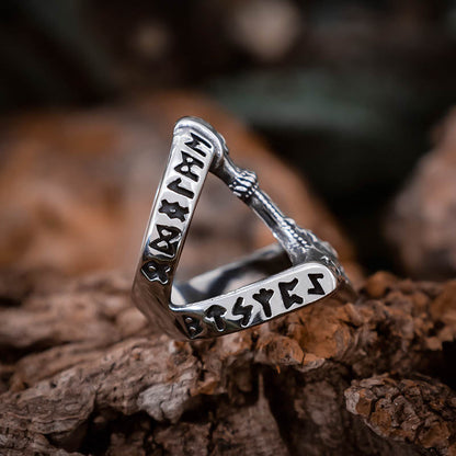 Thor's Hammer Runed Ring - Stainless Steel