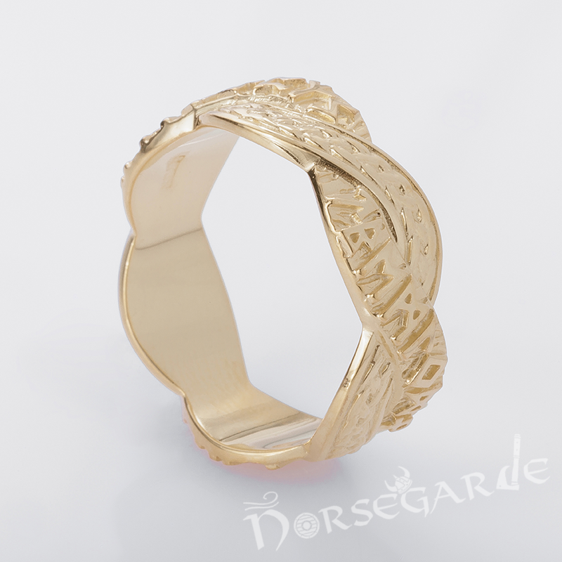 Handcrafted Twined Braid & Runes Band - Gold