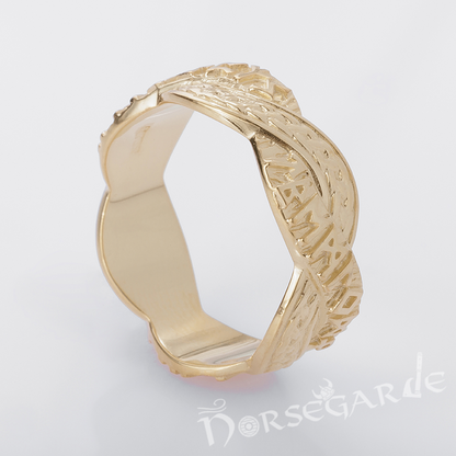 Handcrafted Twined Braid & Runes Band - Gold
