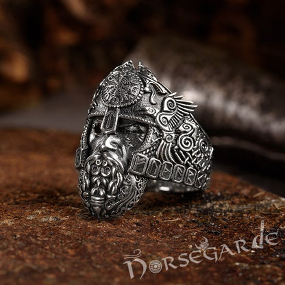 Handcrafted Odin the Allfather Ring - Sterling Silver