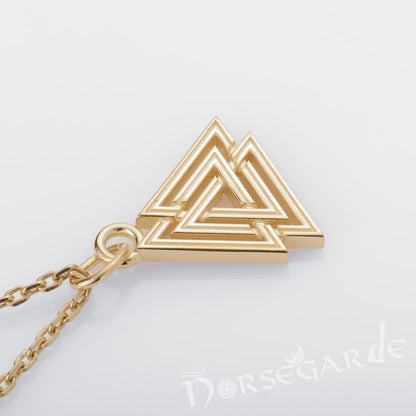 Handcrafted Miniature Valknut Pendant - Gold