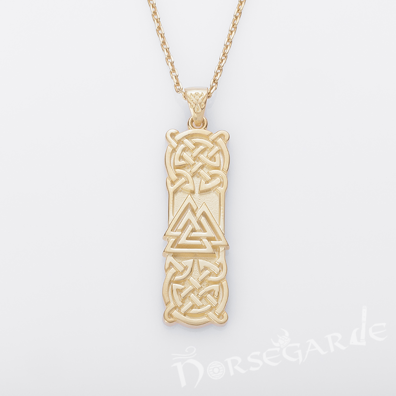 Handcrafted Celtic Pattern & Valknut Pendant - Gold