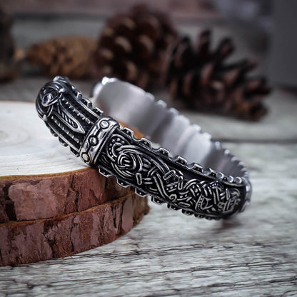 Guardian Dragon Mammen Cuff Bangle - Stainless Steel