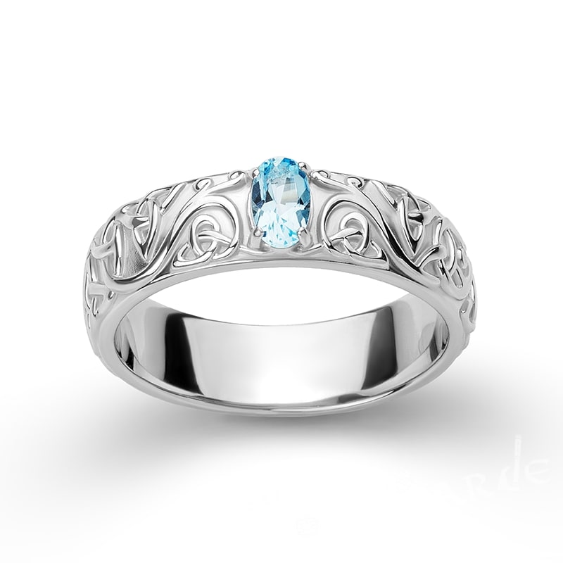10k / White / Blue Topaz
