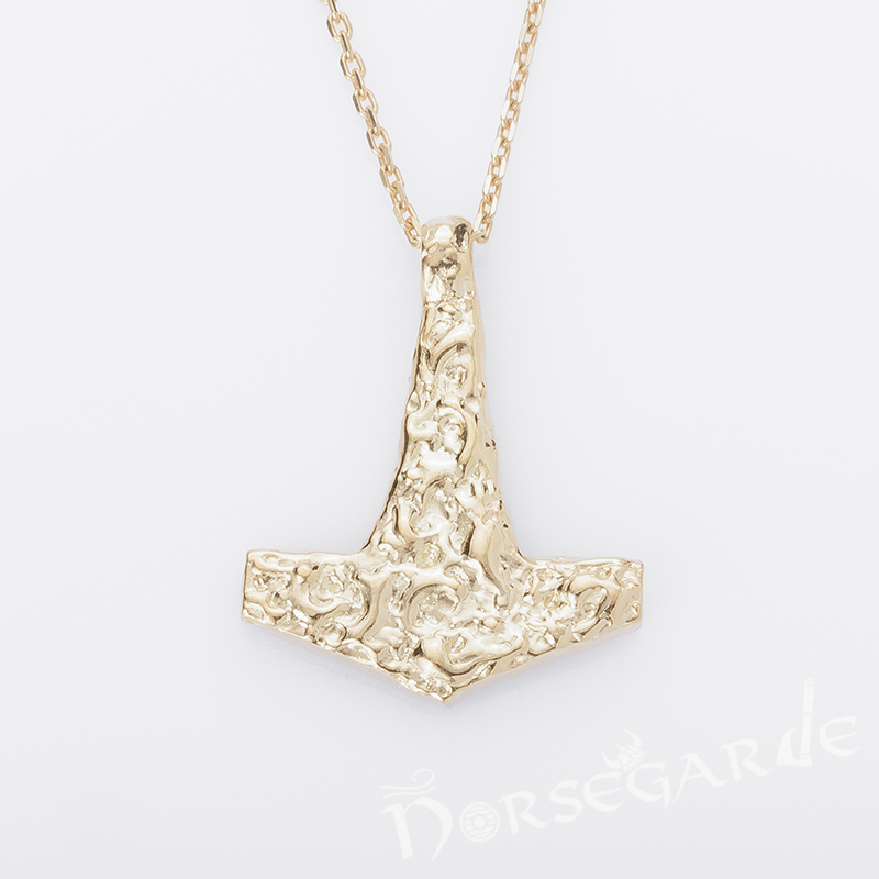 Handcrafted Molded Style Mjölnir - Gold