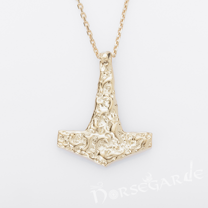 Handcrafted Molded Style Mjölnir - Gold