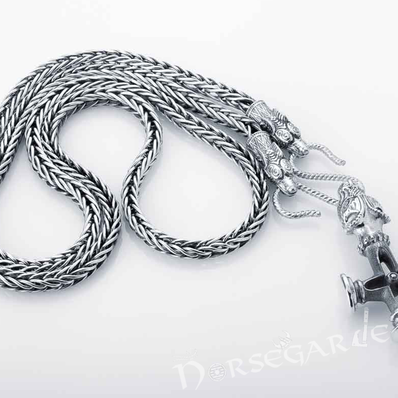 Handcrafted Wheat Chain with Wolves - Sterling Silver