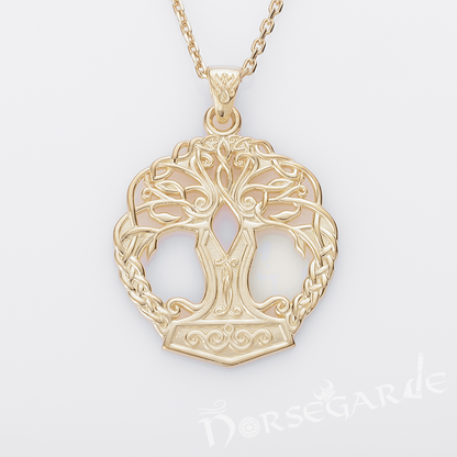 Handcrafted Yggdrasil Mjölnir Pendant - Gold