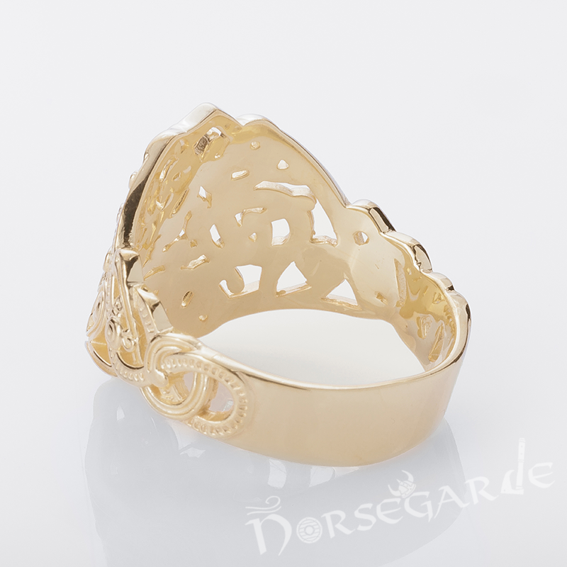 Handcrafted Urnes Art Ring - Gold