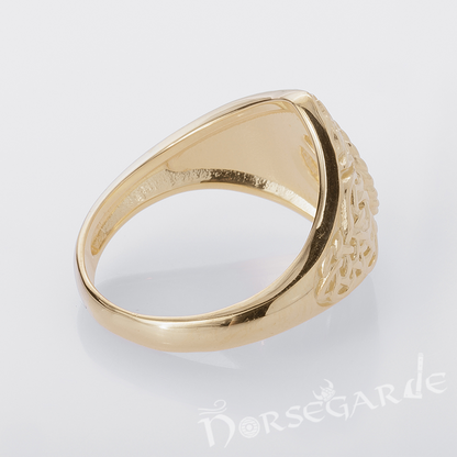 Handcrafted Celtic Algiz Ring - Gold