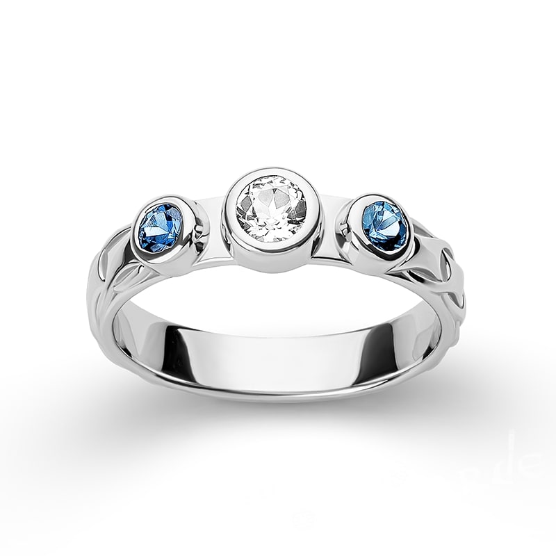 10k / White / Sapphires & Clear Topaz