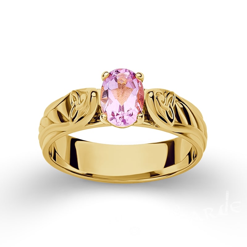 10k / Yellow / Oval Light Purple Amethyst