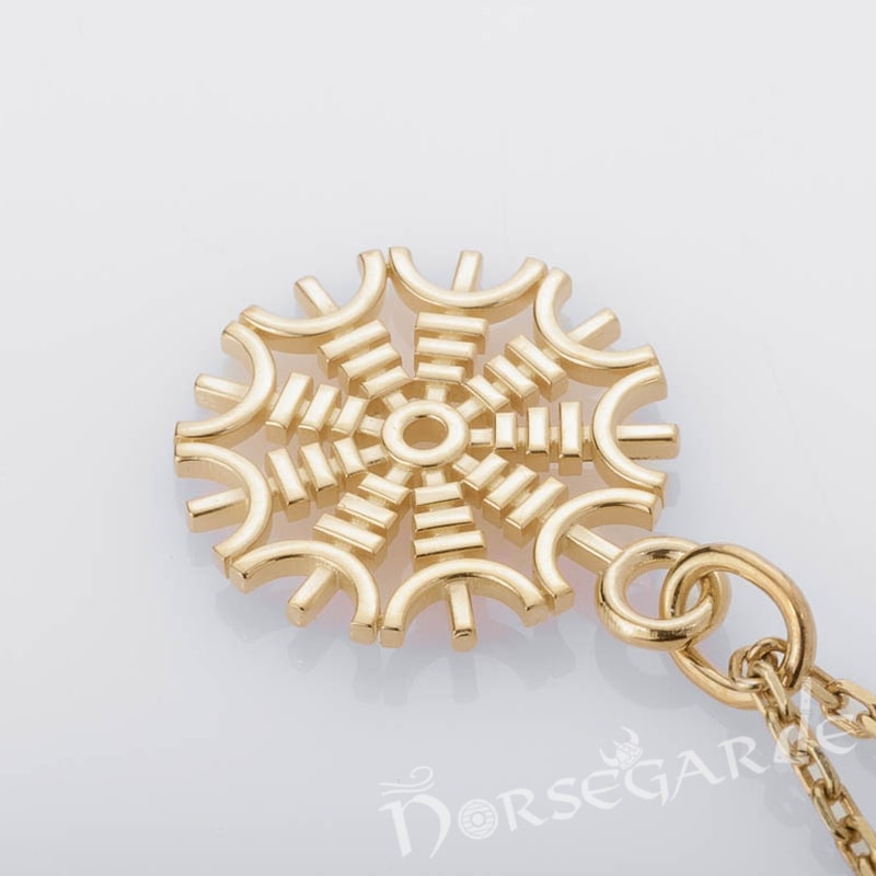 Handcrafted Miniature Helm of Awe Pendant - Gold