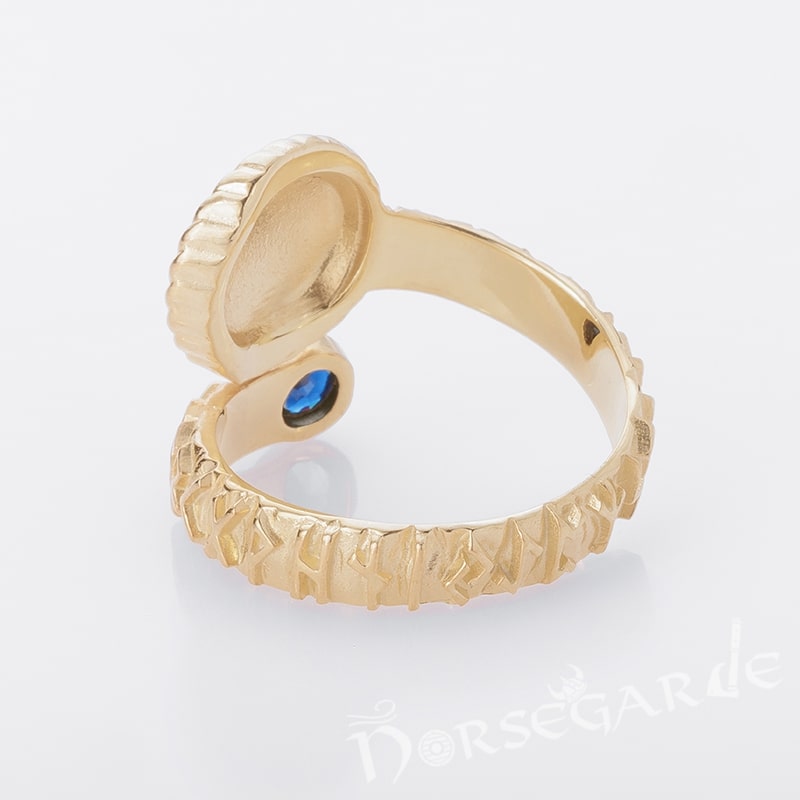 Handcrafted Vegvisir Ouroboros Band - Gold with Sapphire