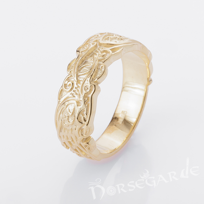 Handcrafted Odin's Ravens Band - Gold