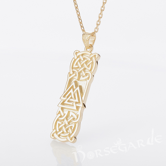 Handcrafted Celtic Pattern & Valknut Pendant - Gold