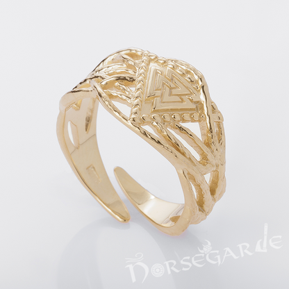 Handcrafted Brambles Valknut Band - Gold