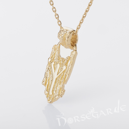 Handcrafted Druid Algiz Pendant - Gold