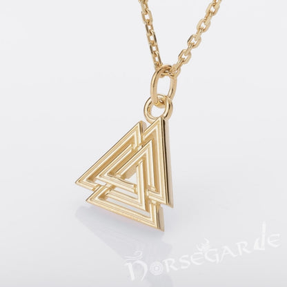 Handcrafted Miniature Valknut Pendant - Gold