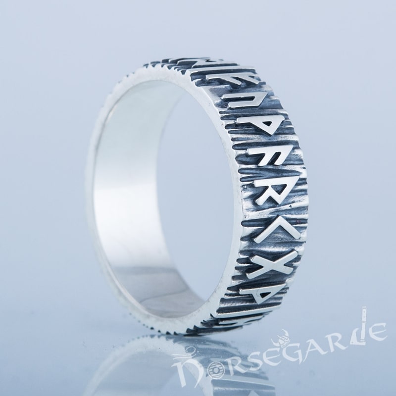 Handcrafted Slim Elder Futhark Runic Band - Sterling Silver