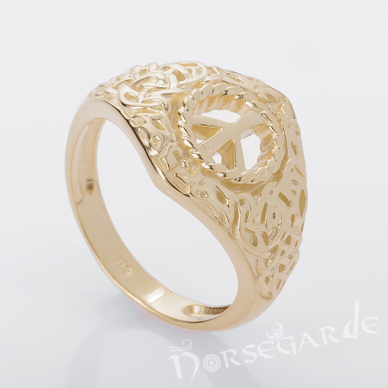 Handcrafted Celtic Algiz Ring - Gold