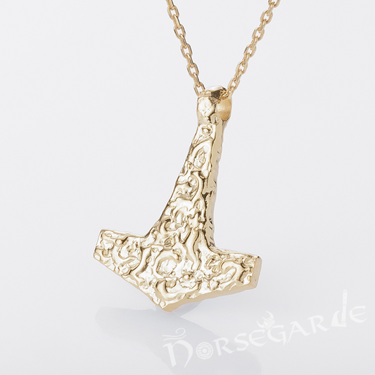 Handcrafted Molded Style Mjölnir - Gold