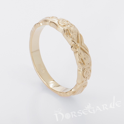 Handcrafted Clashed Ravens Band - Gold