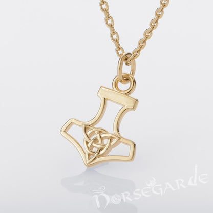 Handcrafted Miniature Thor's Hammer Pendant - Gold
