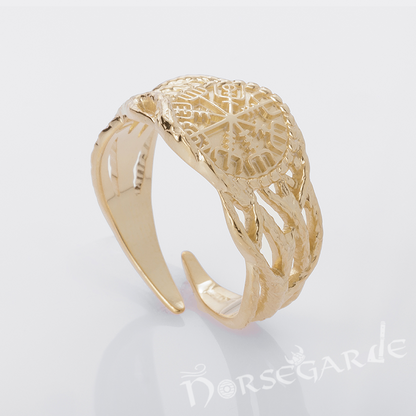 Handcrafted Brambles Vegvisir Band - Gold