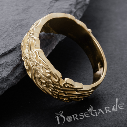 Handcrafted Odin's Ravens Band - Gold