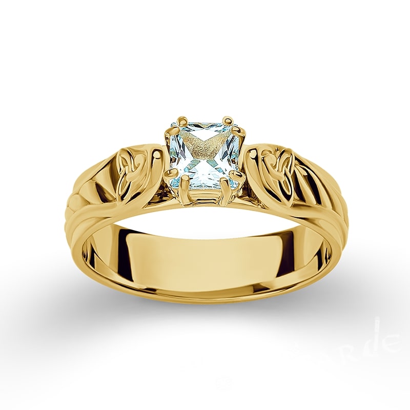 10k / Yellow / Square Aqua Topaz