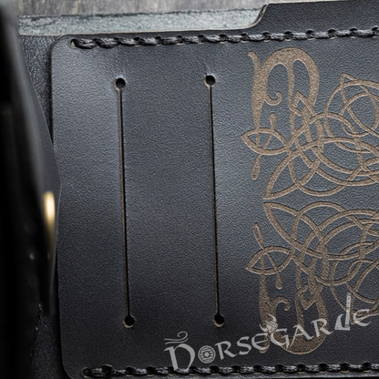 Handcrafted Foldable Leather Wallet 'Fehu' - Black