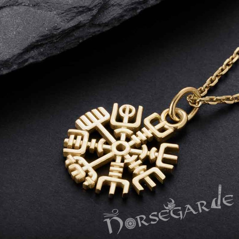 Handcrafted Miniature Vegvisir Pendant - Gold