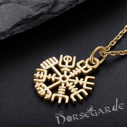Handcrafted Miniature Vegvisir Pendant - Gold