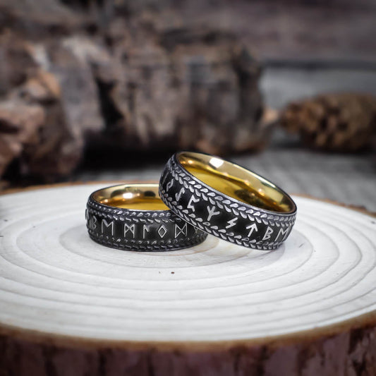 Textured Runic Heritage Ring - Stainless Steel
