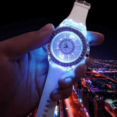 Clock with lights in the dark