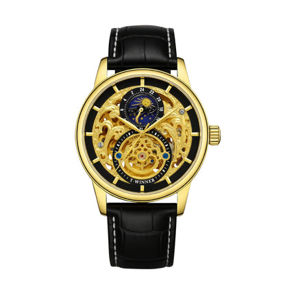 Blake | Mechanical Skeleton Watch with Moon Phase Display | 44mm