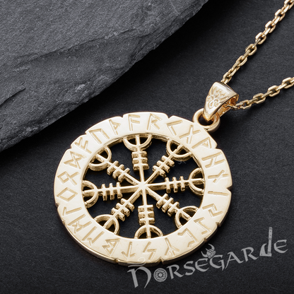 Handcrafted Runic Helm of Awe Amulet - Gold