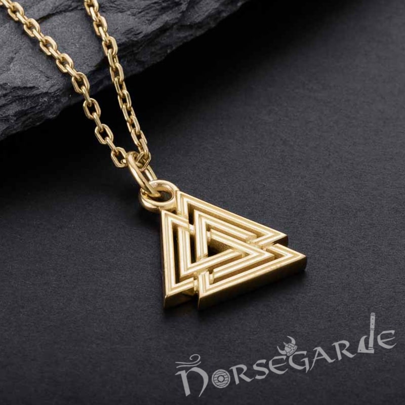 Handcrafted Miniature Valknut Pendant - Gold