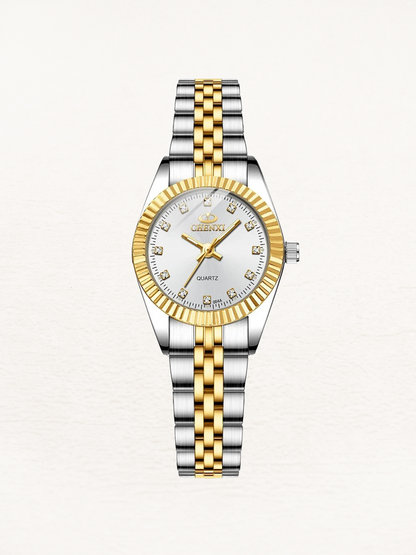 Amelie Mini women's stainless steel watch White dial Gold-silver