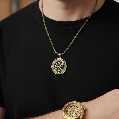 Vegvisir | Men's Viking Compass Runic Amulet Necklace