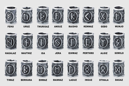 Handcrafted Runic Bead for Hair or Beard - Sterling Silver