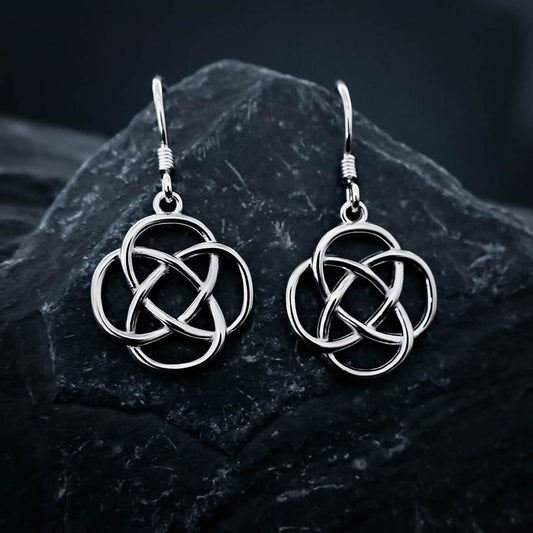 Infinity Celtic Knot Drop Earrings - Sterling Silver